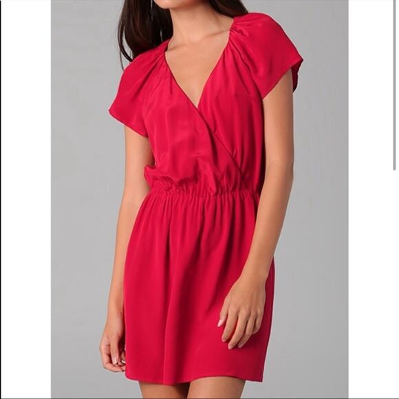 Rory Beca dress faux wrap red mini 100% silk - Picture 2 of 10